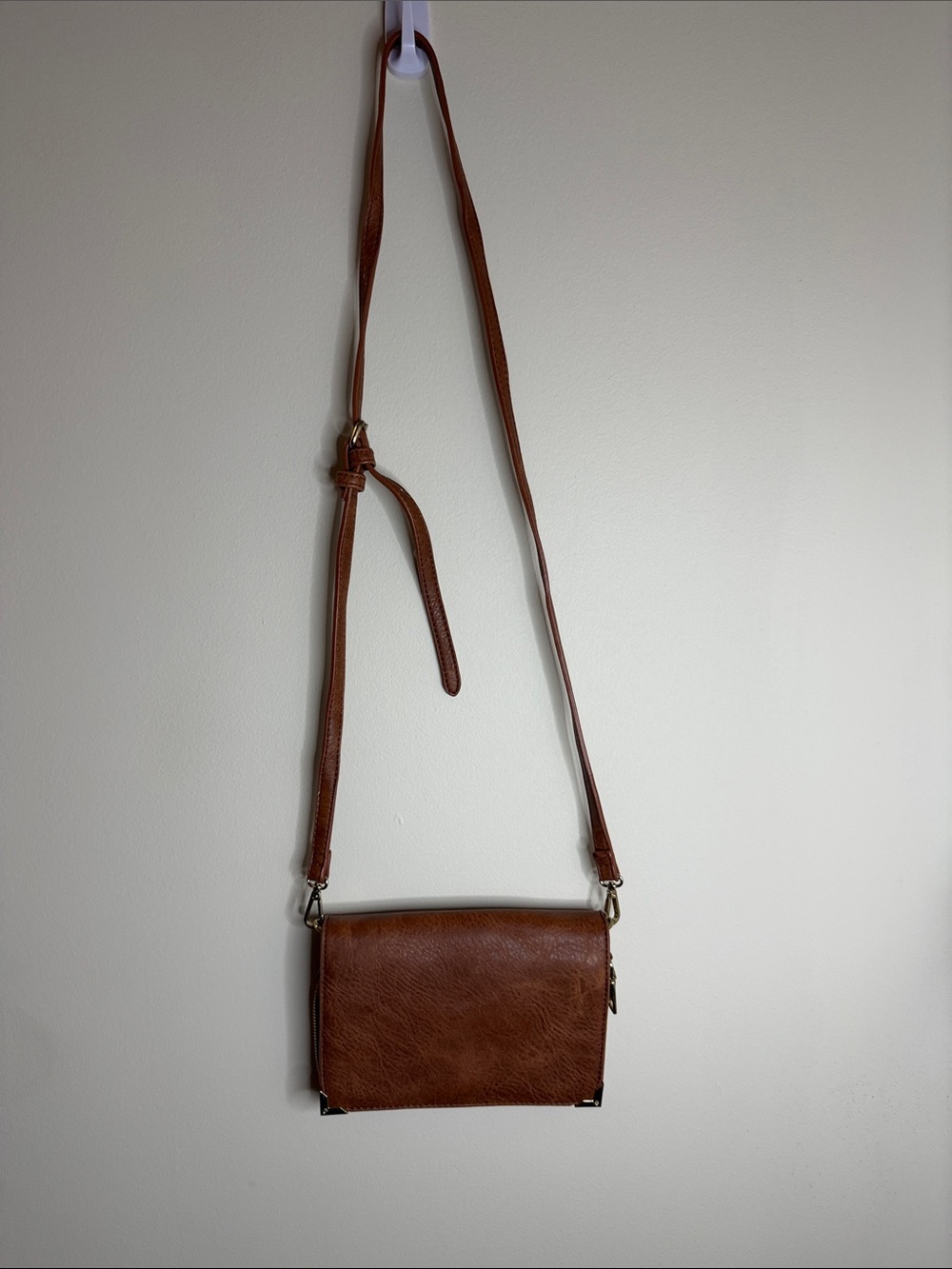 Urban Expressions Brown Leather-Look Crossbody Bag